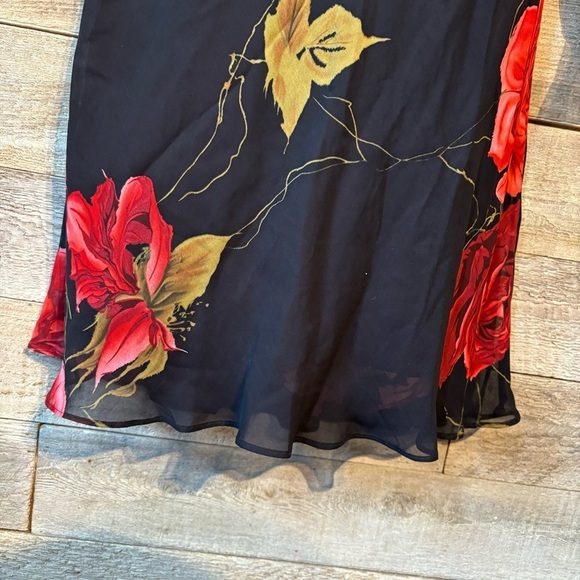 Vintage Mica women’s retro 90’s black floral pullover midi  dress in size 14‎ - Picture 4 of 9